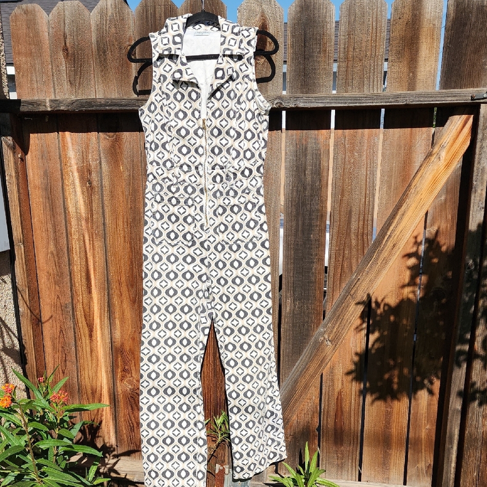 Show Me Your Mumu Jacksonville Cropped Geo Denim Jumpsuit, Pre-loved in GC